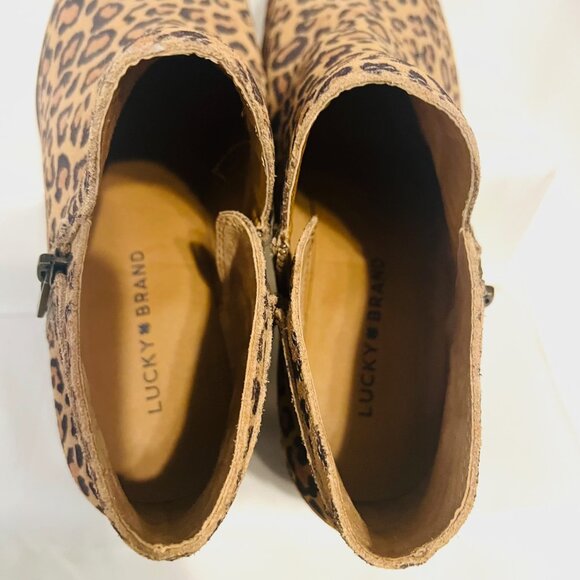 Lucky Brand-NWT-Leopard Print 2" Heels Women's Size 9 Leather Ankle Boots-Comfy - Picture 9 of 15
